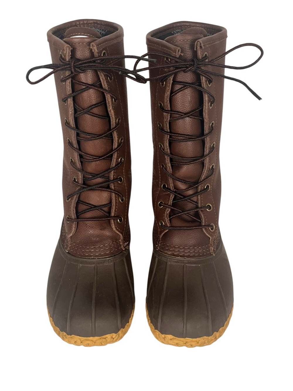 LL Bean Maine Hunting Boots Womens 7 Lace Up Gortex Lined Leather Rubber Classic - Picture 2 of 12